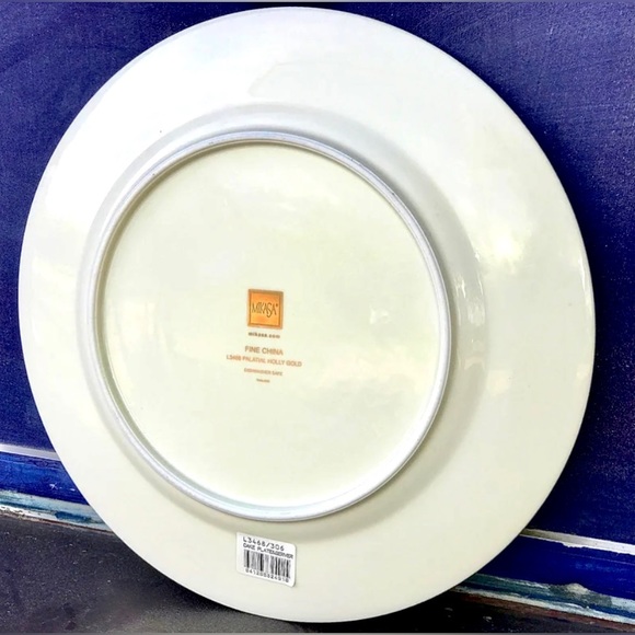 Vintage Discontinued Mikasa PALATIAL HOLLY GOLD Holiday Trim Cake Serving Plate - Picture 10 of 10